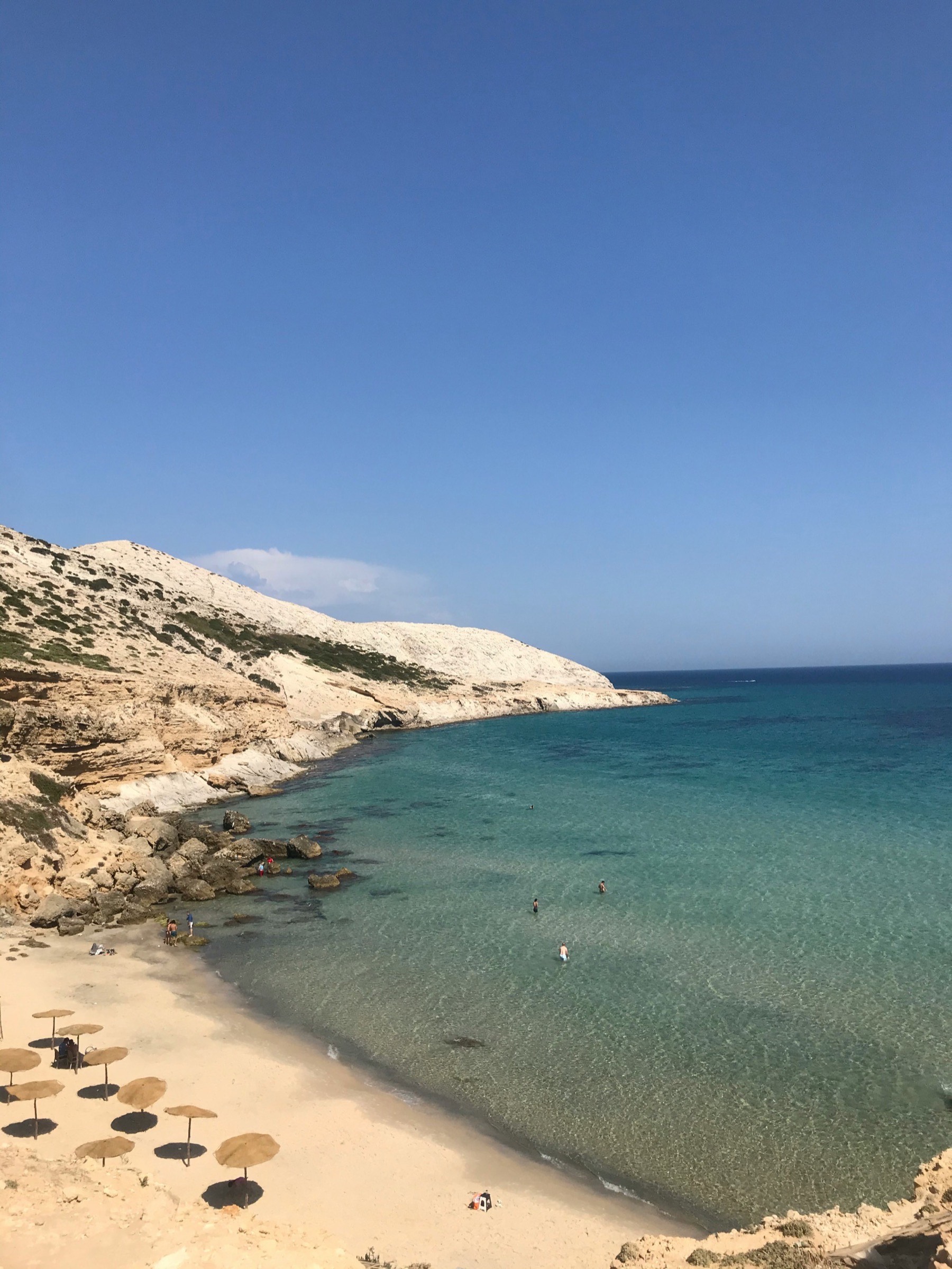 Chalky cliffs above a turquoise cove on Tunisia's northern coast